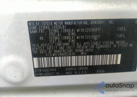 2022 Toyota Rav4 Hybrid Le from USA, damaged, VIN 4T3LWRFV9NU052619